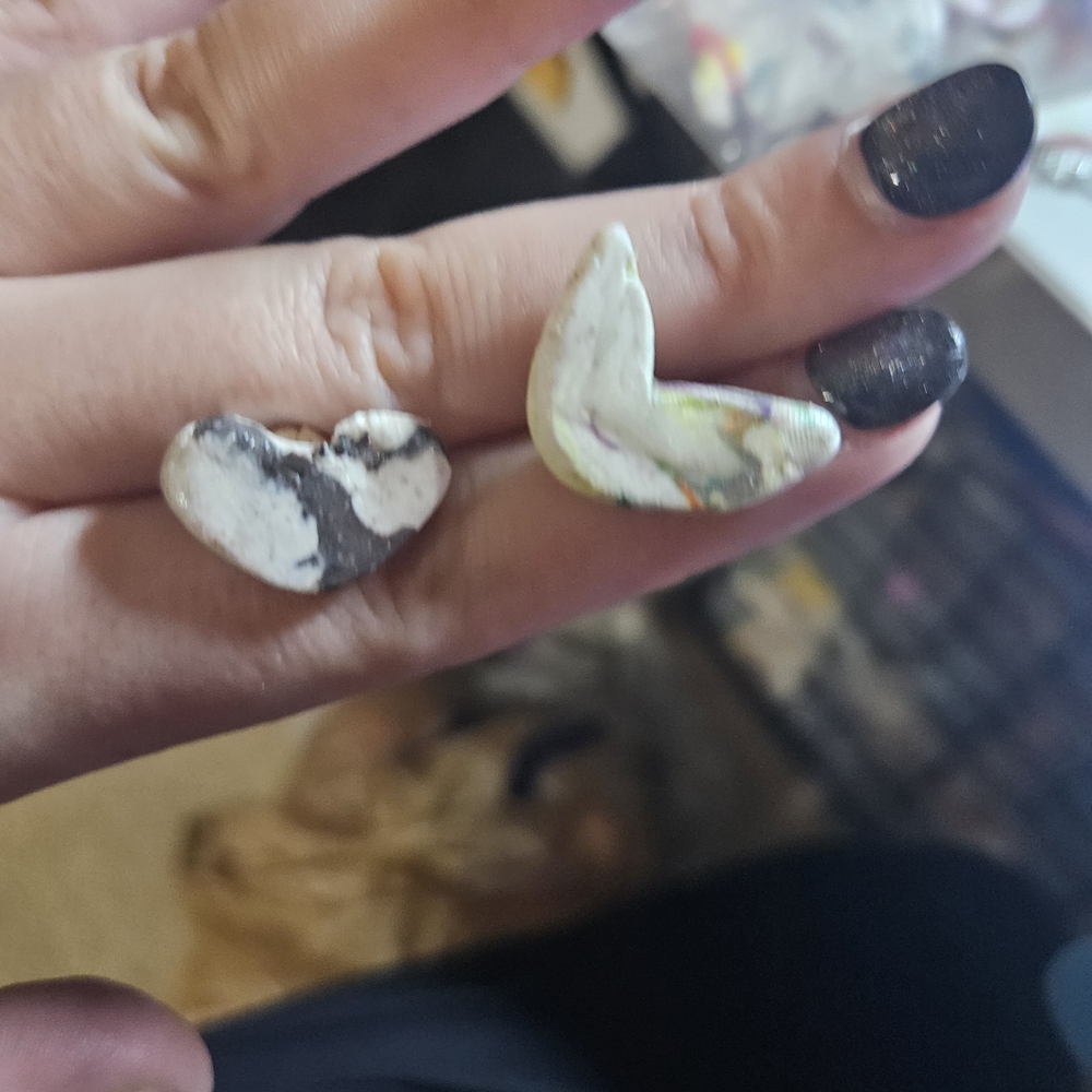 Heart-Shaped Black and White Earrings
